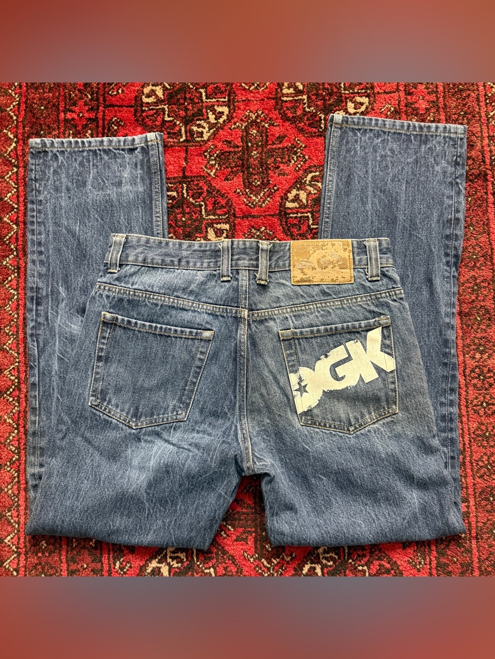 Y2K DGK Never Wash Raw Denim Straight Fit Jeans AOP Pocket Mens size 32